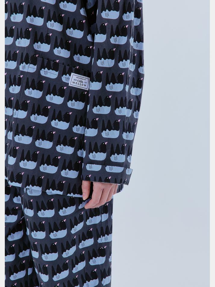 오타니 코튼100%  프리미엄 바이오 워싱  잠옷 긴팔 그레이(GRAY)