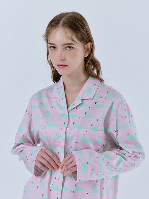 스윈튼 코튼100%  프리미엄 바이오 워싱  잠옷 긴팔 핑크(PINK)