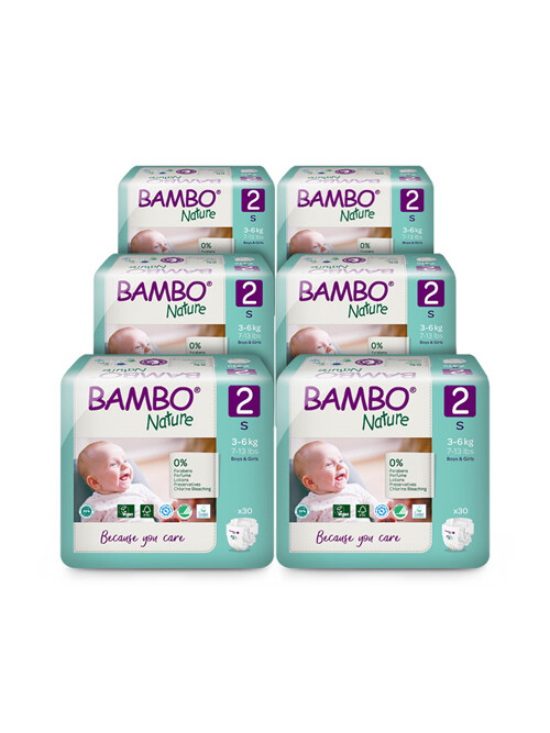 밤보그린 아기 기저귀 2단계 밴드형 1박스(30매x6팩)