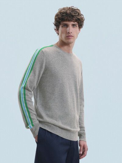 (Uni)Sleeve Stripe Color Block Cashmere