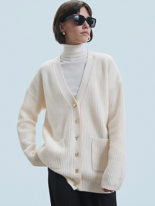 Future Button Long Cashmere Cardigan