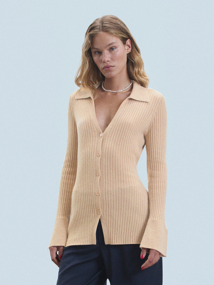 Polo Ribbed Long Cardigan