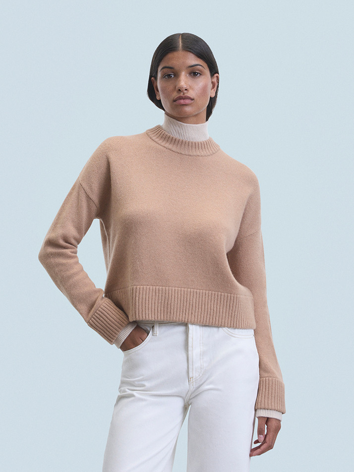 Two-tone Mock Neck Sweater