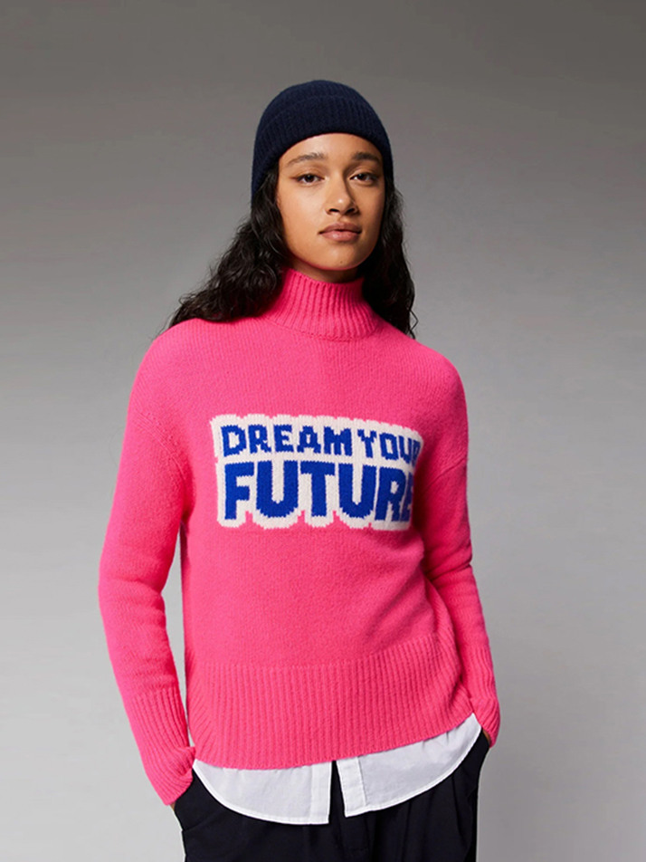 Dream your future stand collar sweater