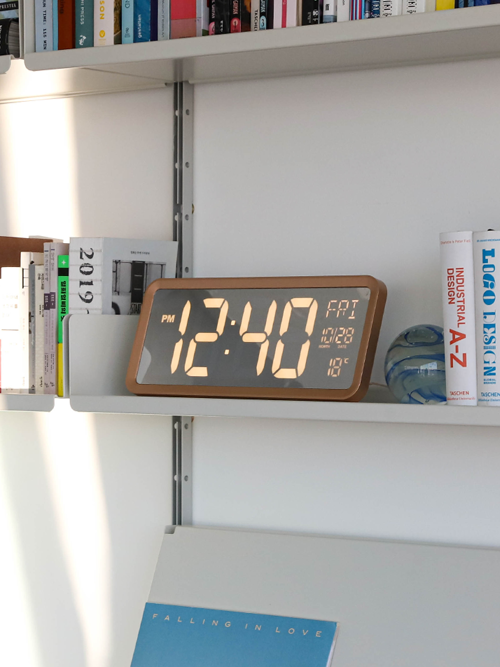 클린 LED 미러 골드 벽탁상겸용 디지털시계 37cm 골드 OTM874GD