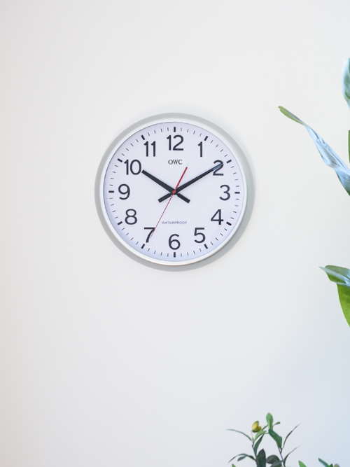대형 야외설치가능 방수방진벽시계 40cm 실버 OT853WPS