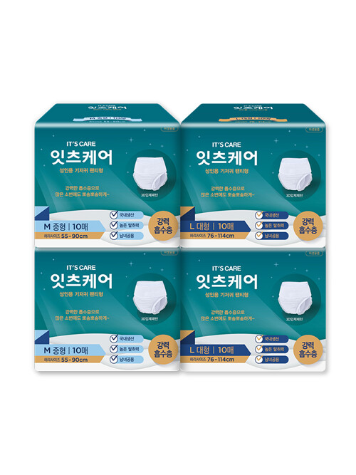 [잇츠케어] 국내생산 성인용 기저귀 팬티형 10P 4팩