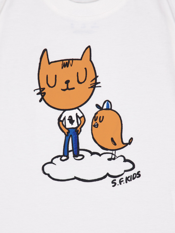 [SET 할인 30%] 고양이 반팔 티셔츠 & 새 반바지 세트