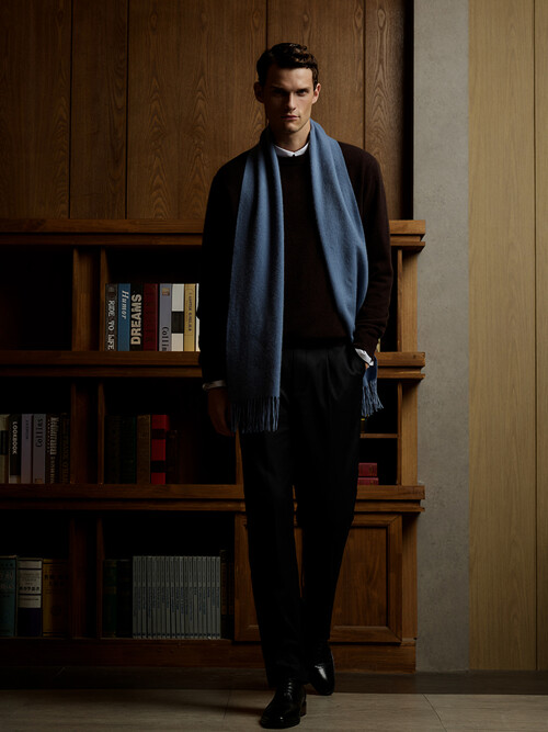 캐시미어 100 머플러 [멜란지블루]