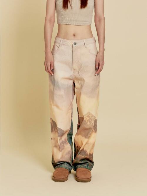 Printed Denim Pants for Adults