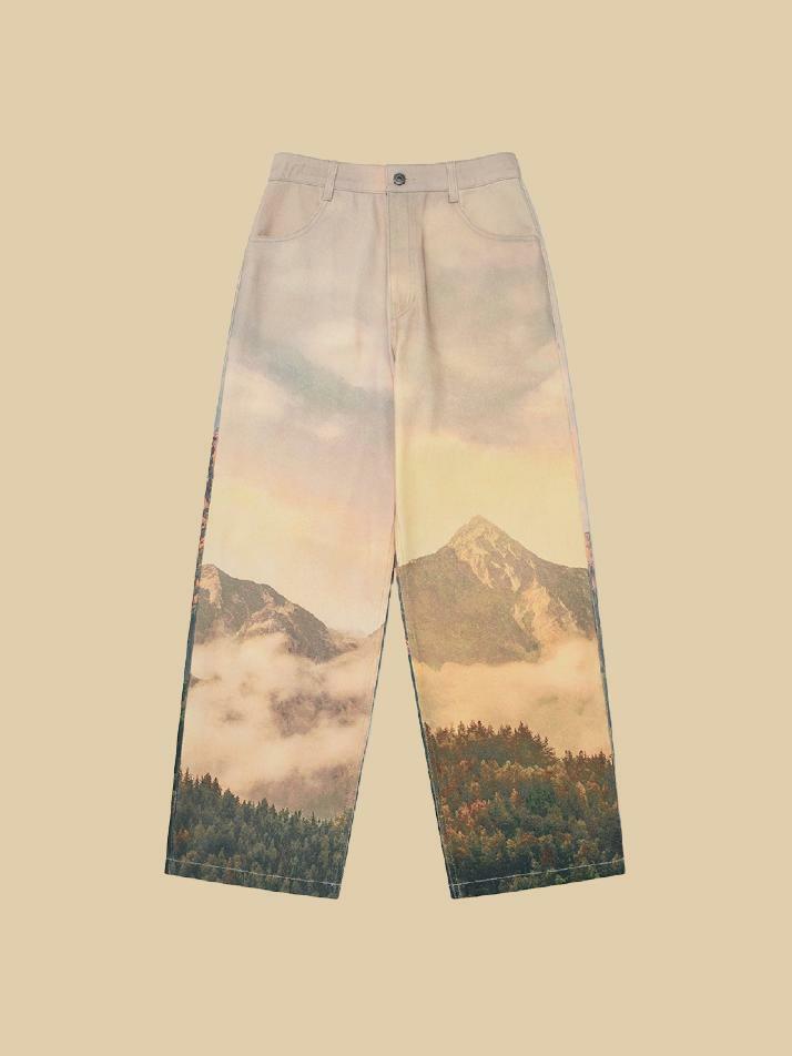 Printed Denim Pants for Adults