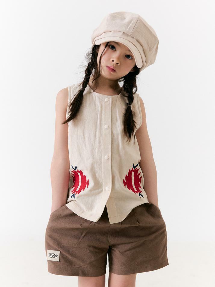 2-Way Embroidered Linen Sleeveless