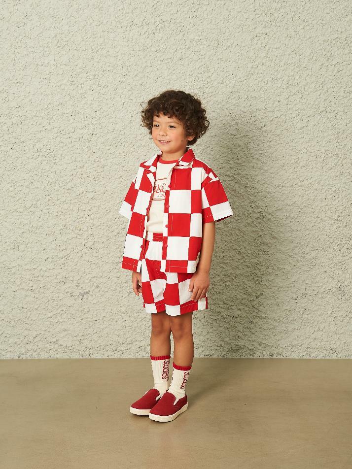 Red Checkerboard Seersucker 3pcs Set-Up