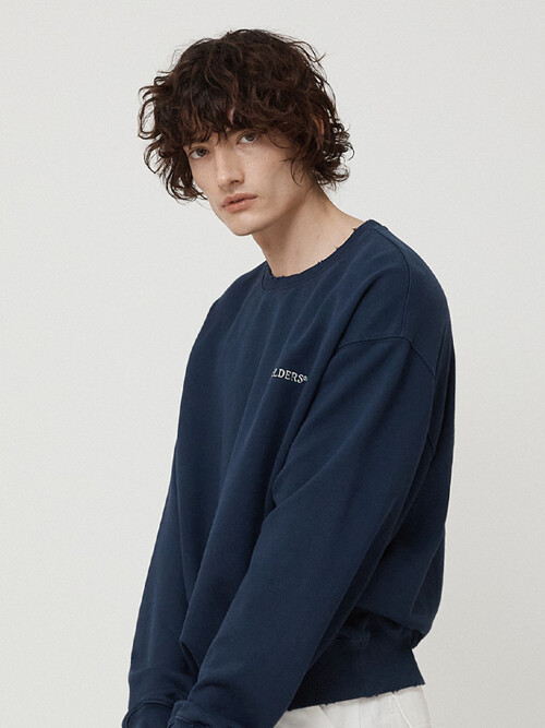 MAN LOGO DAMAGED SWEAT SHIRTS NAVY