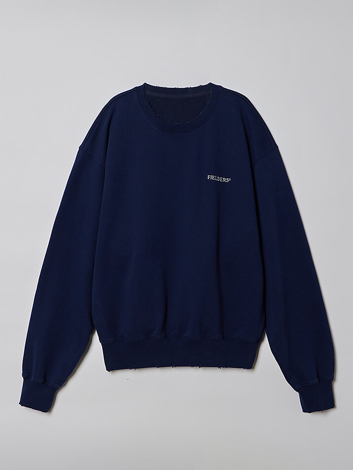 MAN LOGO DAMAGED SWEAT SHIRTS NAVY