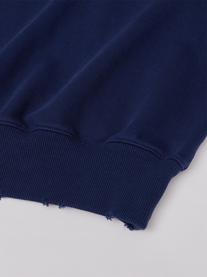 MAN LOGO DAMAGED SWEAT SHIRTS NAVY