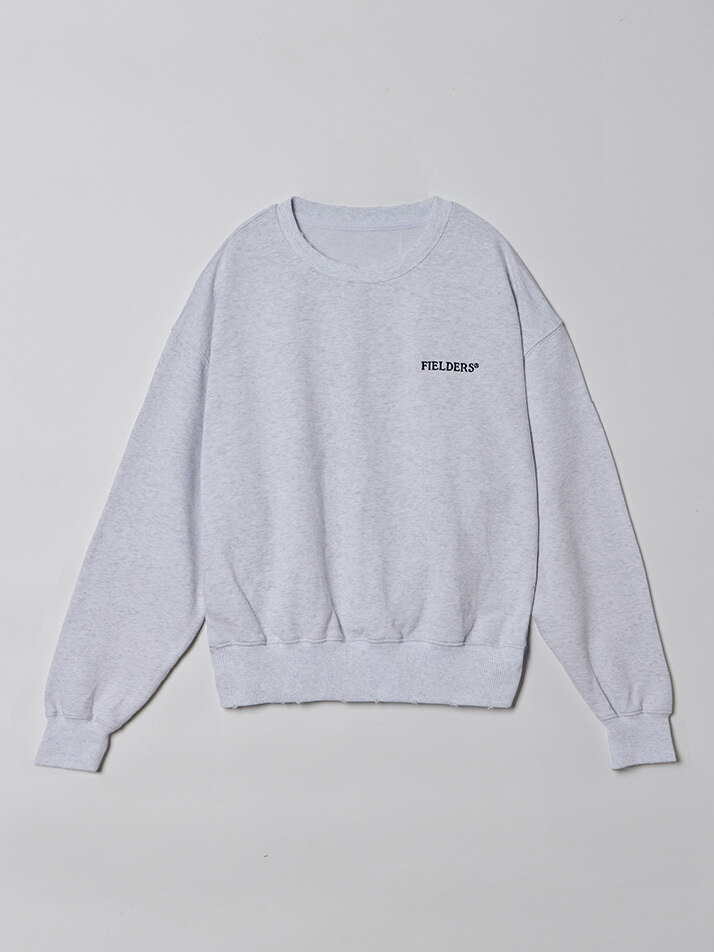 MAN LOGO DAMAGED SWEAT SHIRTS WHITE MELANGE