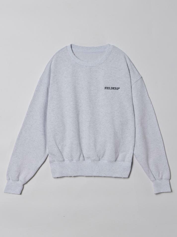 MAN LOGO DAMAGED SWEAT SHIRTS WHITE MELANGE