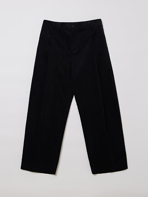 MAN ONE TUCK CORDUROY PANTS BLACK