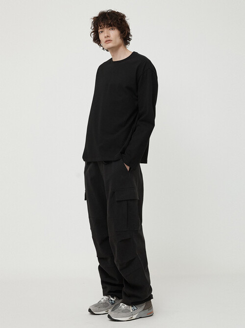 MAN PARACHUTE COTTON PANTS BLACK