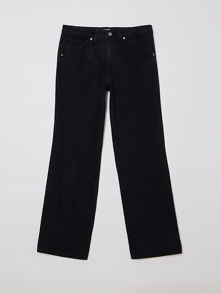 MAN FLARED DENIM PANTS BLACK