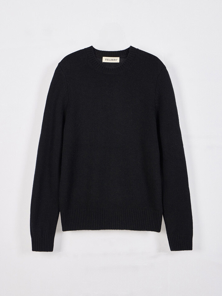 MAN CASHMERE BLEND WOOL CREW NECK KNIT BLACK