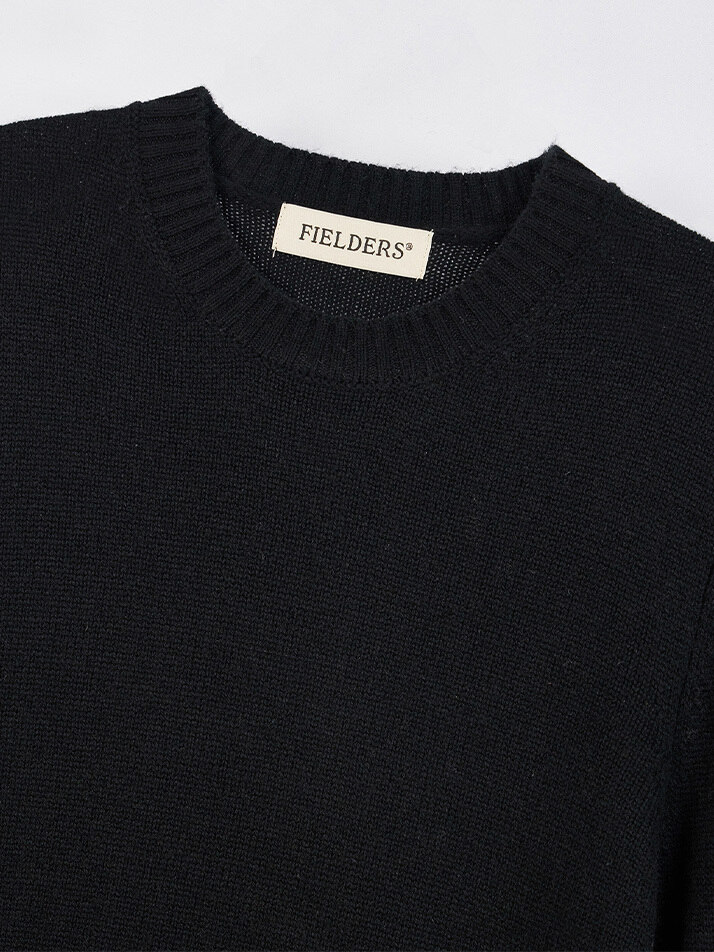 MAN CASHMERE BLEND WOOL CREW NECK KNIT BLACK