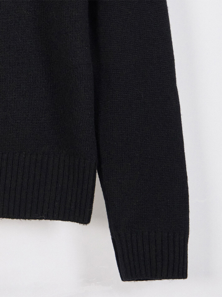 MAN CASHMERE BLEND WOOL CREW NECK KNIT BLACK