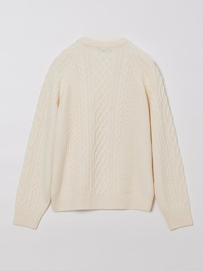 MAN CASHMERE BLENDED CABLE KNIT WHITE