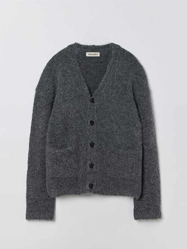 MAN ALPACA HAIRY CARDIGAN DEEP CHARCOAL