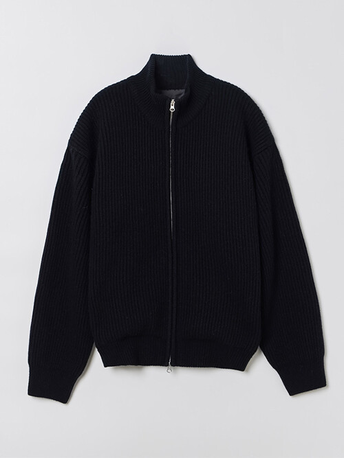 MAN FULL KNIT ZIP UP BLACK