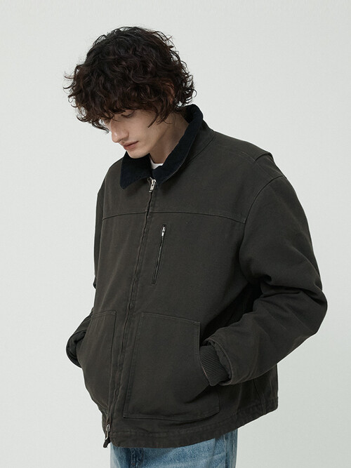 MAN OVER DYEING WORK JACKET DEEP KHAKI