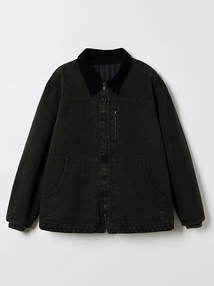 MAN OVER DYEING WORK JACKET DEEP KHAKI