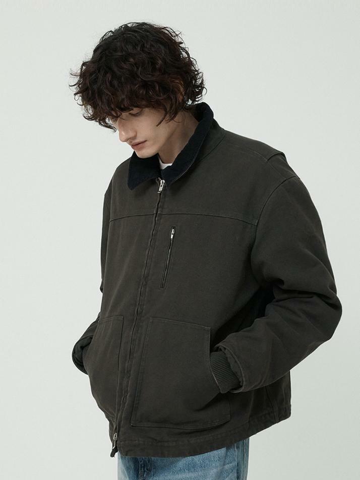 MAN OVER DYEING WORK JACKET DEEP KHAKI