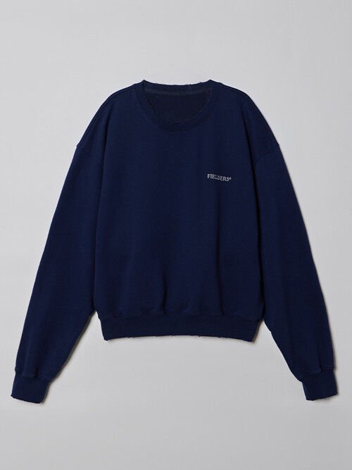 WOMAN LOGO DAMAGED SWEAT SHIRTS NAVY