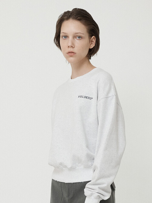 WOMAN LOGO DAMAGED SWEAT SHIRTS WHITE MELANGE