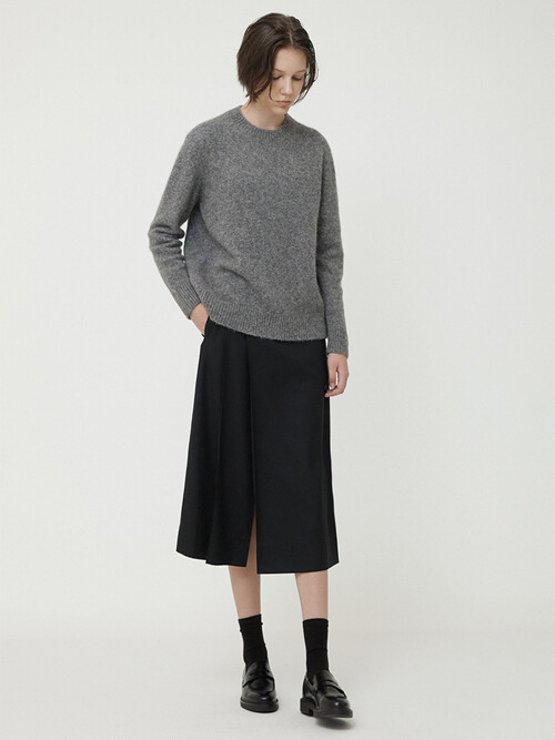 PLEATED MIDI SKIRT CHARCOAL