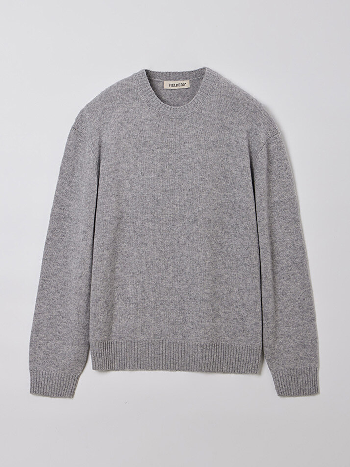 WOMAN CASHMERE BLEND WOOL CREW NECK KNIT GRAY