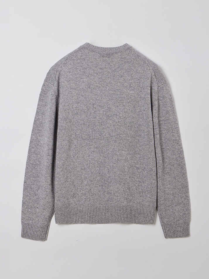 WOMAN CASHMERE BLEND WOOL CREW NECK KNIT GRAY