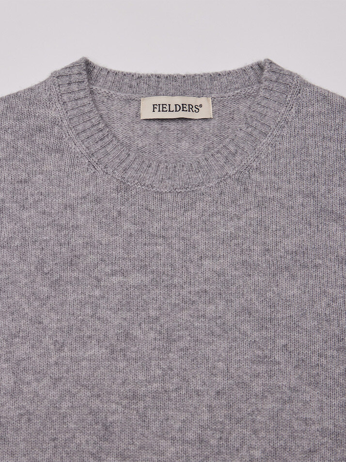 WOMAN CASHMERE BLEND WOOL CREW NECK KNIT GRAY