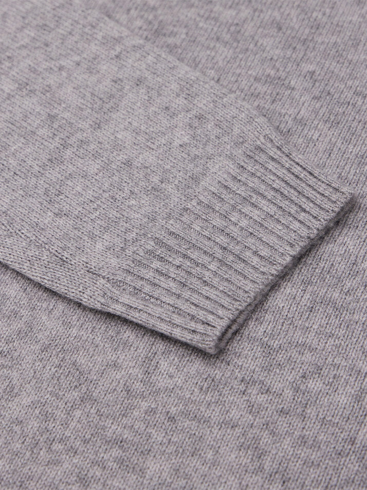 WOMAN CASHMERE BLEND WOOL CREW NECK KNIT GRAY