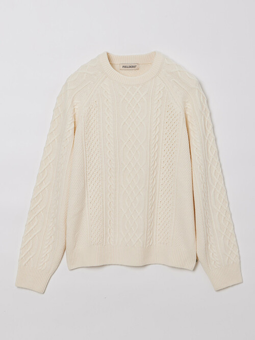 WOMAN CASHMERE BLENDED CABLE KNIT WHITE