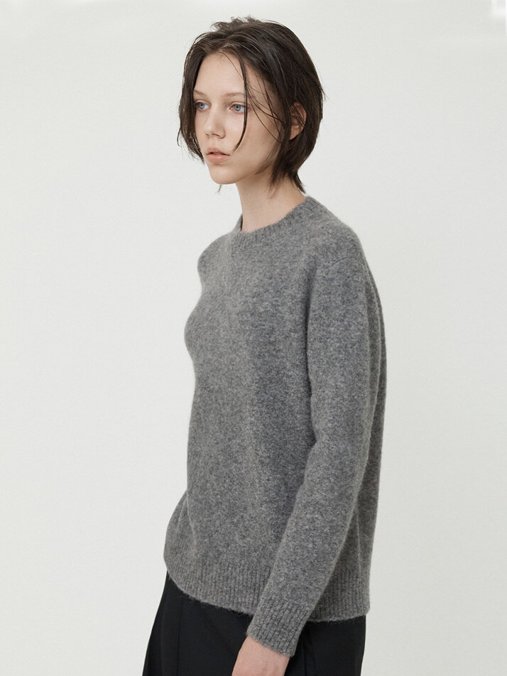 WOMAN ALPACA SHAGGY KNIT GRAY