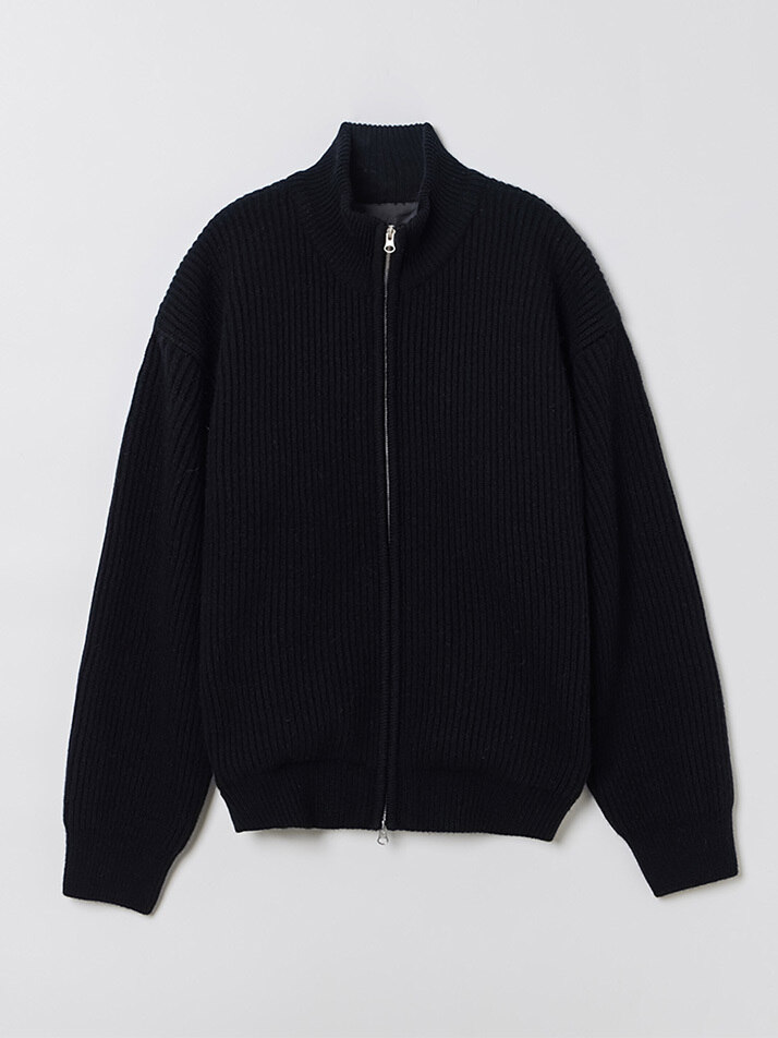 WOMAN FULL KNIT ZIP UP BLACK