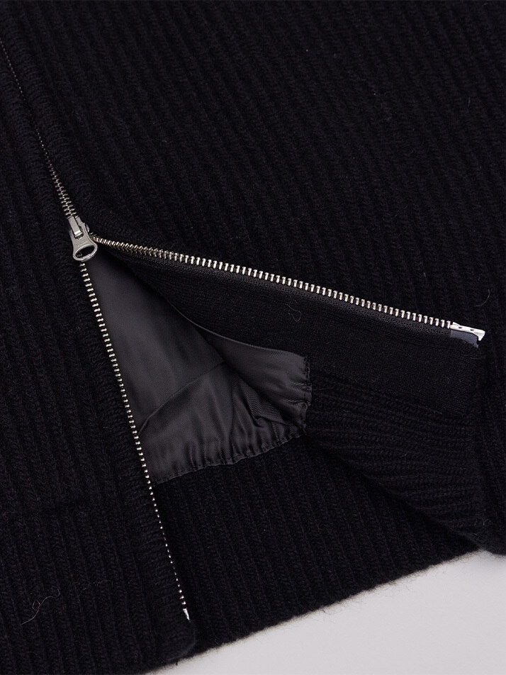 WOMAN FULL KNIT ZIP UP BLACK