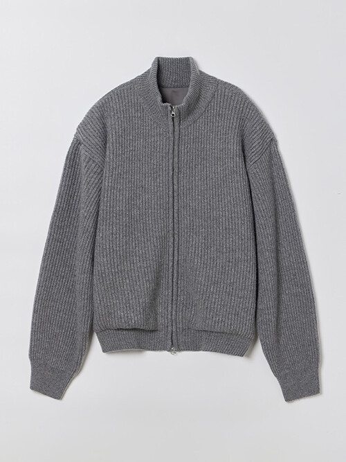 WOMAN FULL KNIT ZIP UP GRAY