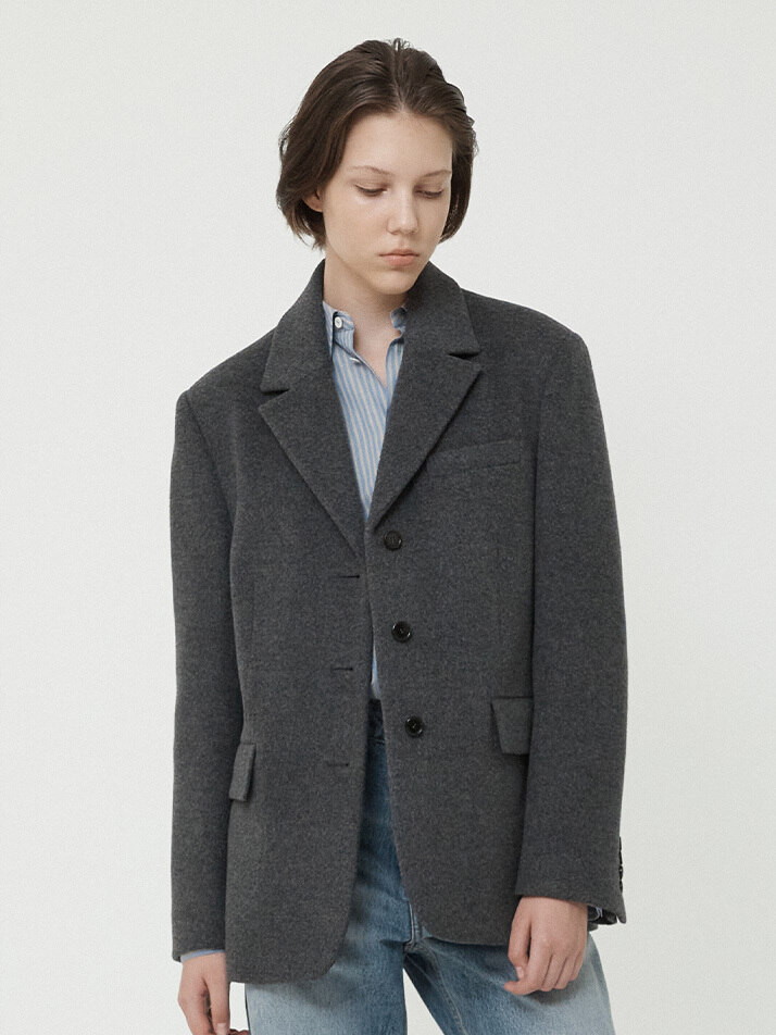 WOMAN PURE WOOL JACKET MELANGE GRAY