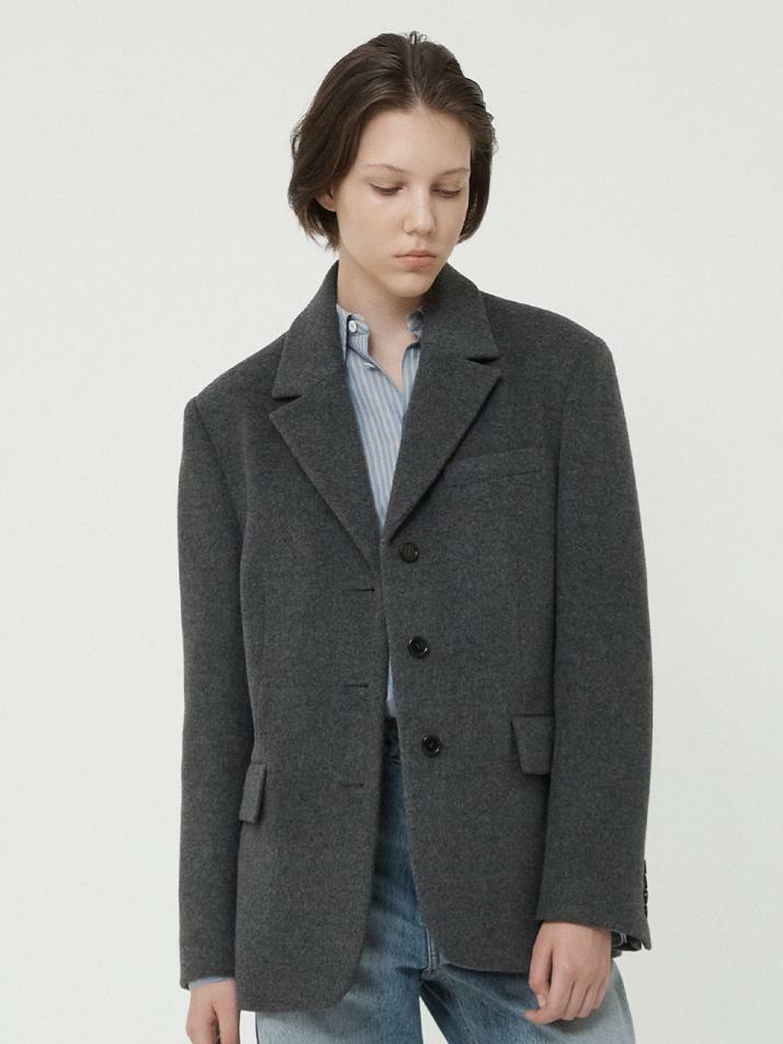 WOMAN PURE WOOL JACKET MELANGE GRAY