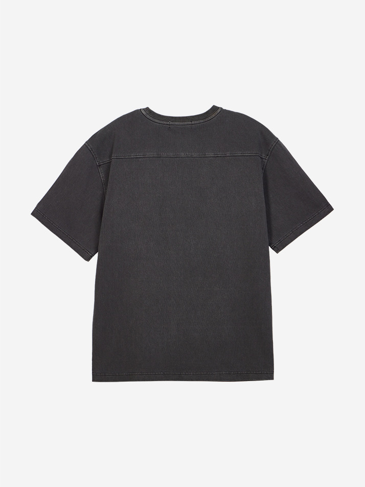 BASIC BACK INCISION SHORT-SLEEVED T-SHIRT BLACK