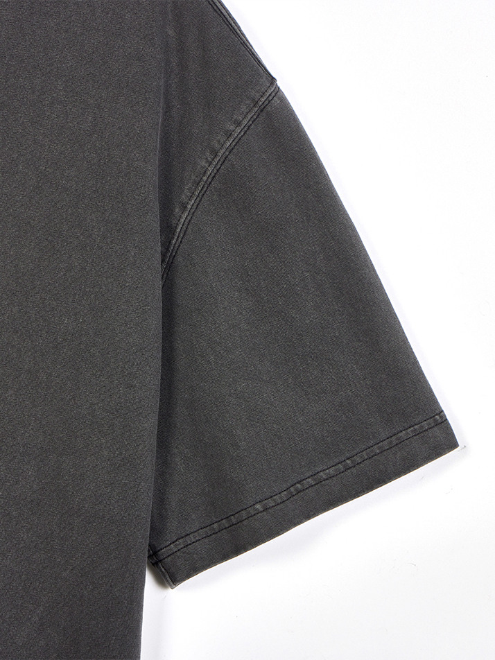 BASIC BACK INCISION SHORT-SLEEVED T-SHIRT BLACK